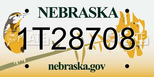 1T28708 Nebraska License Plate