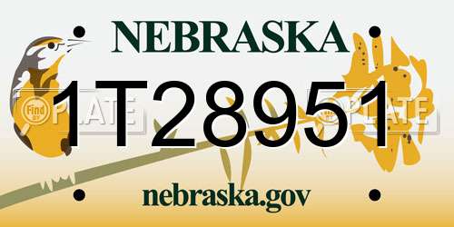 1T28951 Nebraska License Plate
