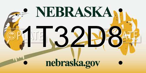 1T32D8 Nebraska License Plate