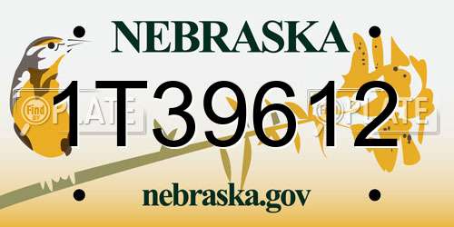 1T39612 Nebraska License Plate