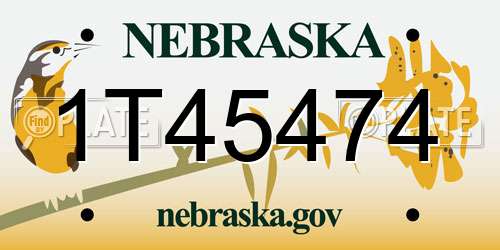 1T45474 Nebraska License Plate