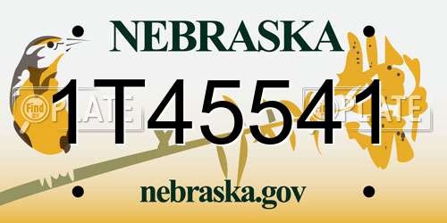 1T45541 Nebraska License Plate