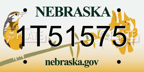 1T51575 Nebraska License Plate