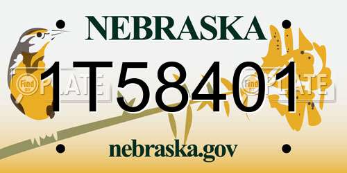 1T58401 Nebraska License Plate