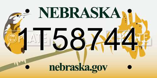 1T58744 Nebraska License Plate