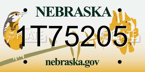 1T75205 Nebraska License Plate