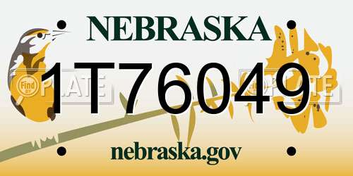 1T76049 Nebraska License Plate