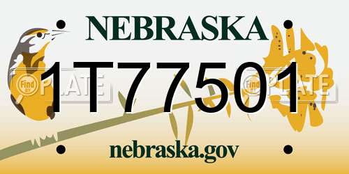1T77501 Nebraska License Plate