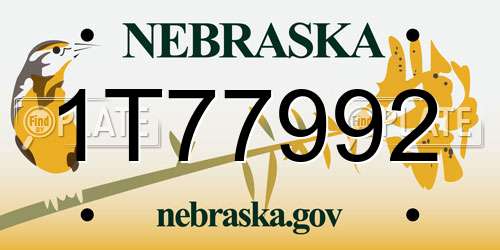 1T77992 Nebraska License Plate