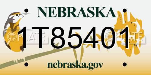 1T85401 Nebraska License Plate