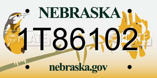 1T86102 Nebraska License Plate