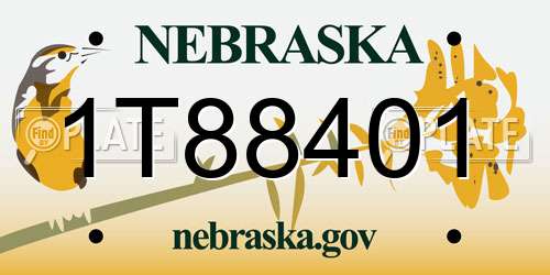 1T88401 Nebraska License Plate