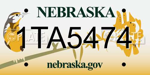 1TA5474 Nebraska License Plate