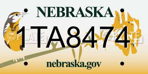1TA8474 Nebraska License Plate