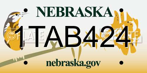 1TAB424 Nebraska License Plate