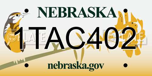 1TAC402 Nebraska License Plate