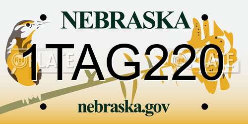 1TAG220 Nebraska License Plate