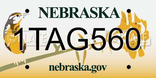 1TAG560 Nebraska License Plate