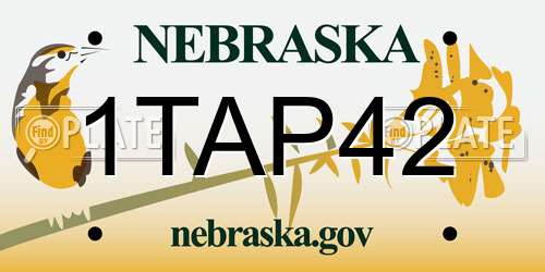 1TAP42 Nebraska License Plate