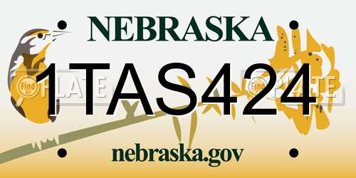 1TAS424 Nebraska License Plate