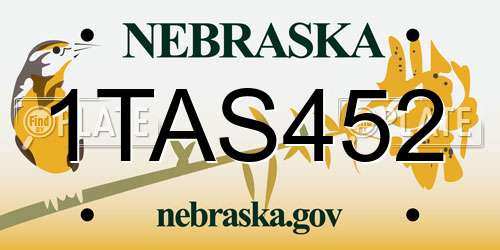 1TAS452 Nebraska License Plate