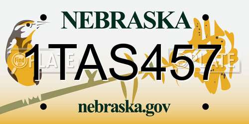 1TAS457 Nebraska License Plate