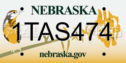 1TAS474 Nebraska License Plate