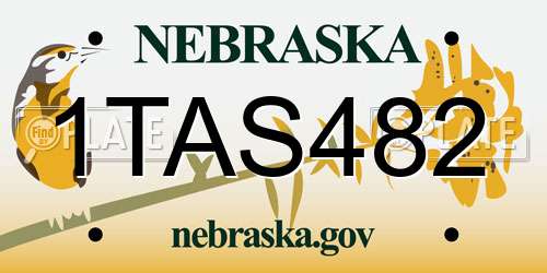 1TAS482 Nebraska License Plate