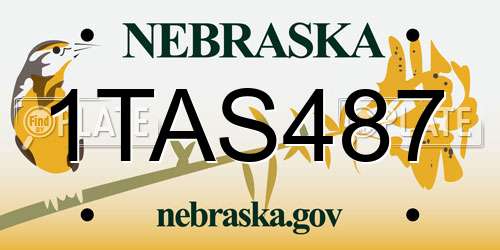 1TAS487 Nebraska License Plate