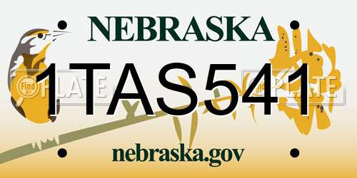1TAS541 Nebraska License Plate