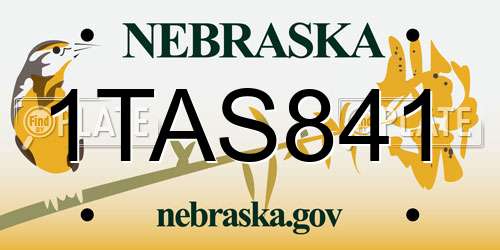 1TAS841 Nebraska License Plate