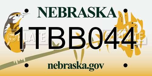 1TBB044 Nebraska License Plate