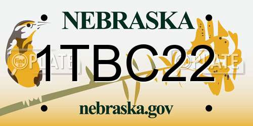 1TBC22 Nebraska License Plate