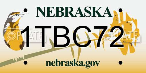 1TBC72 Nebraska License Plate