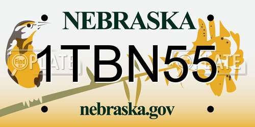 1TBN55 Nebraska License Plate