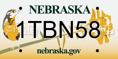 1TBN58 Nebraska License Plate