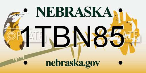 1TBN85 Nebraska License Plate
