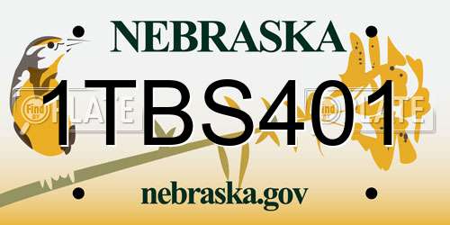 1TBS401 Nebraska License Plate