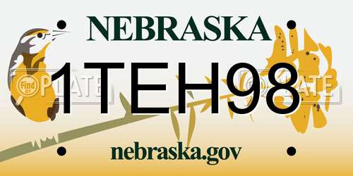 1TEH98 Nebraska License Plate