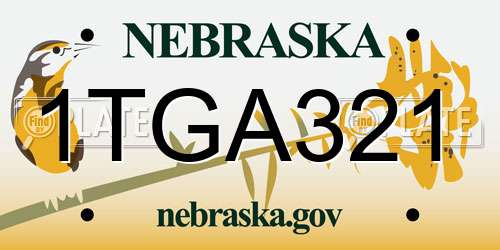 1TGA321 Nebraska License Plate