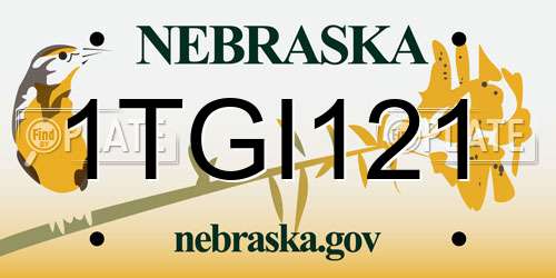 1TGI121 Nebraska License Plate