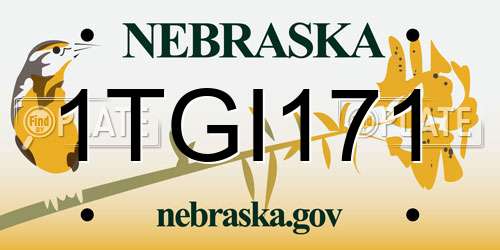1TGI171 Nebraska License Plate