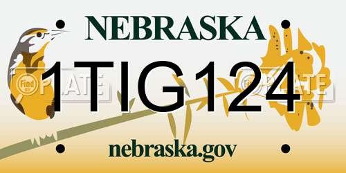 1TIG124 Nebraska License Plate