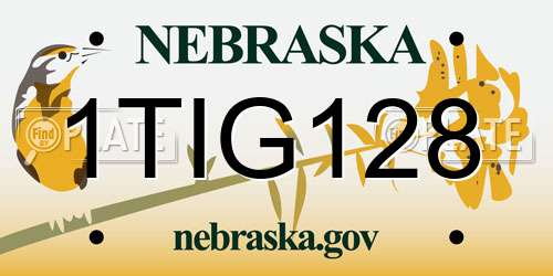 1TIG128 Nebraska License Plate