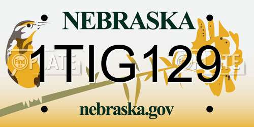 1TIG129 Nebraska License Plate
