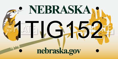 1TIG152 Nebraska License Plate