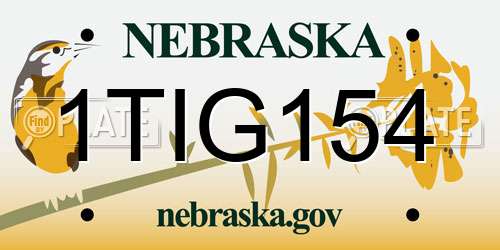 1TIG154 Nebraska License Plate