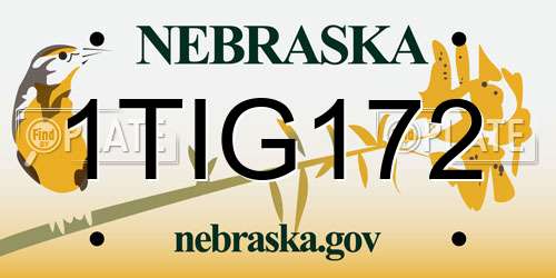 1TIG172 Nebraska License Plate