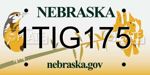 1TIG175 Nebraska License Plate