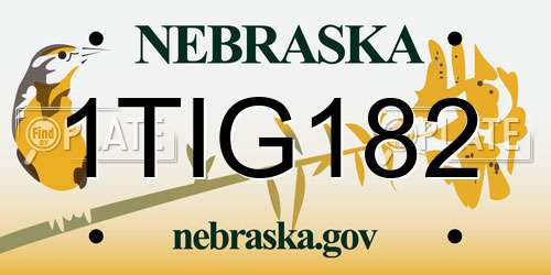 1TIG182 Nebraska License Plate